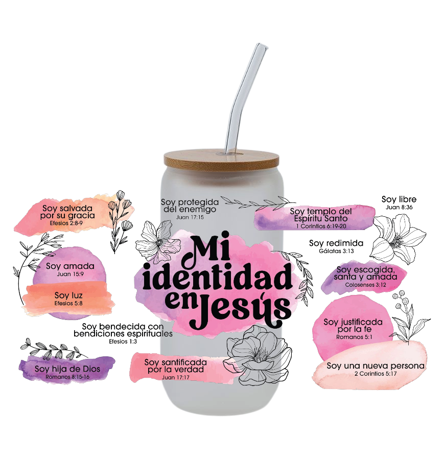 Mi Identidad en Jesus 16oz Glass Cup