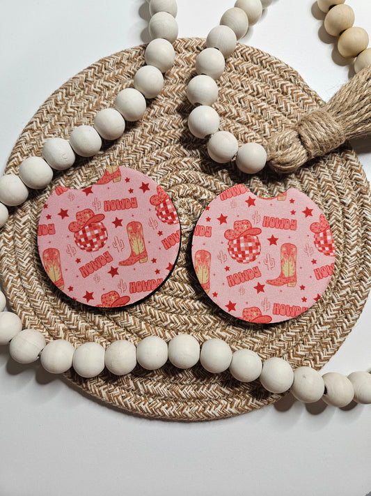 Howdy Car Coaster set of 2