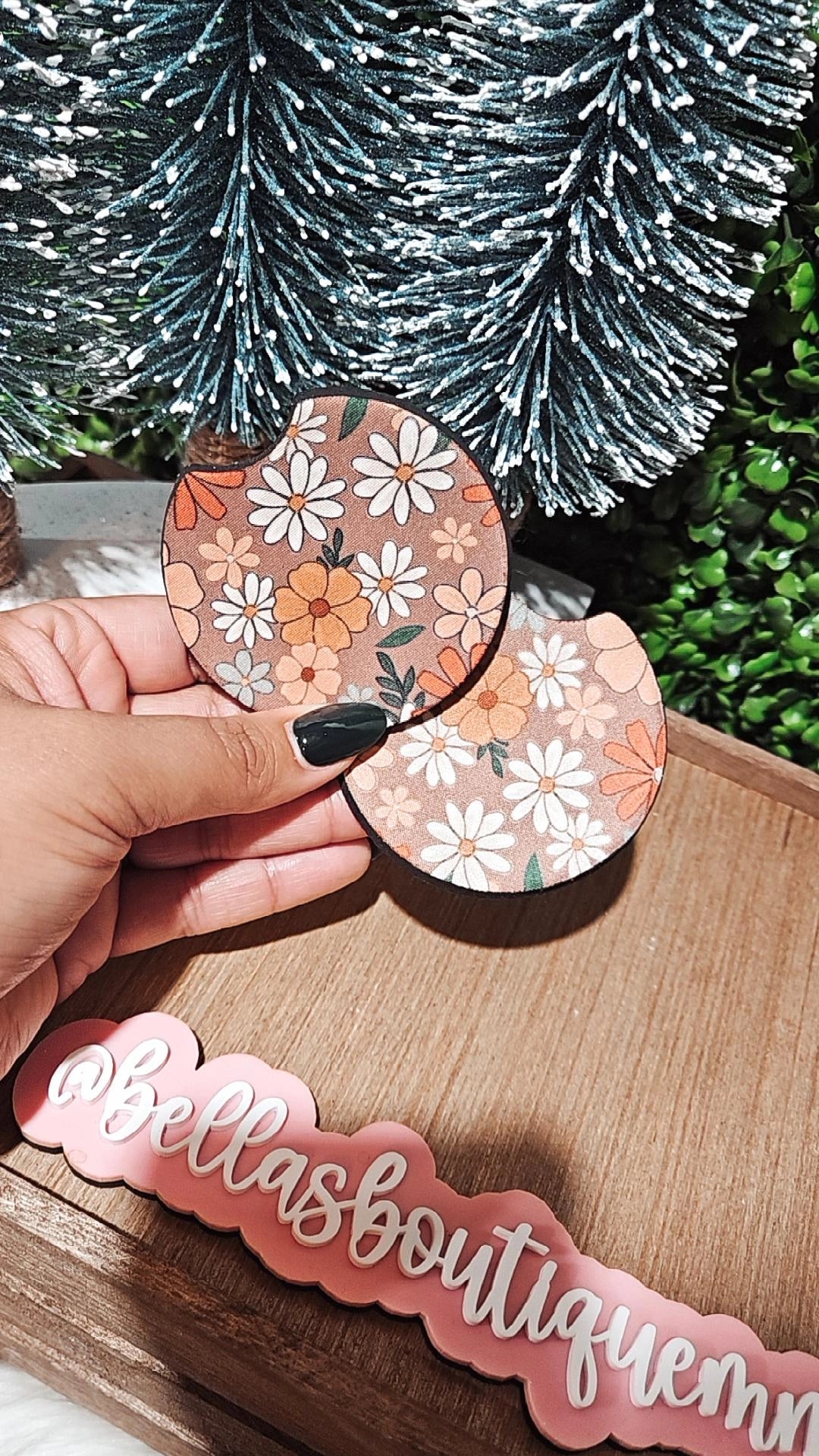 Floral Car Coaster set of 2