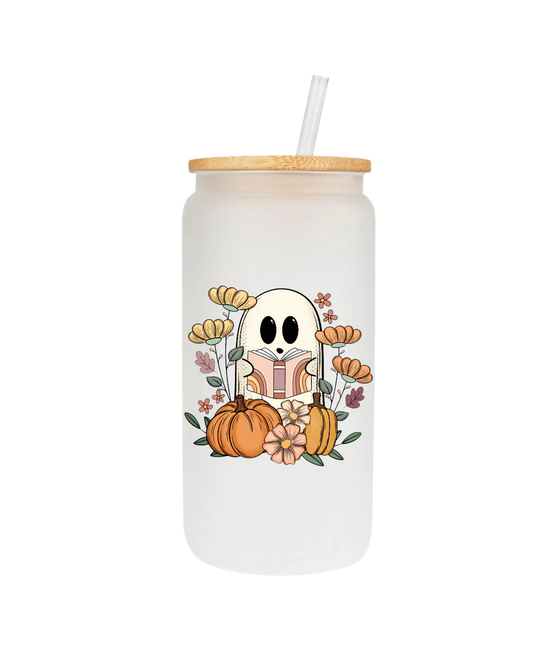 Ghost Reading 16oz Glass Cup