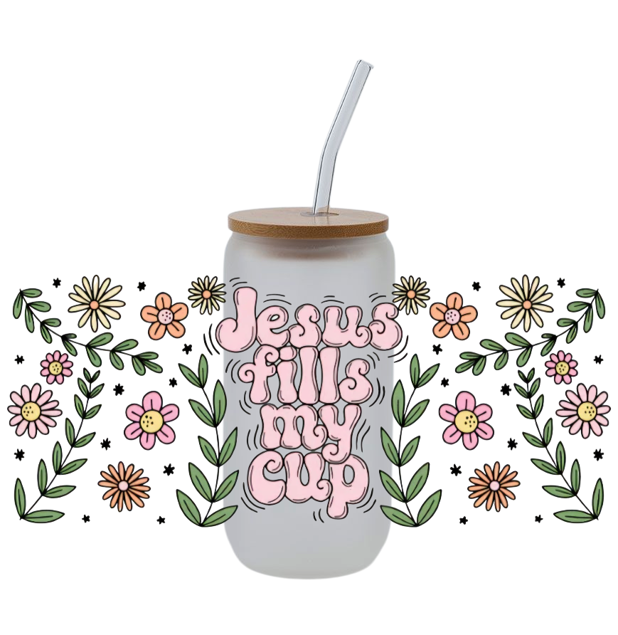 Jesus Fills My Cup 16oz Glass Cup
