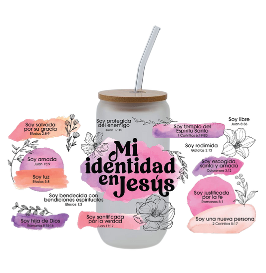 Mi Identidad en Jesus 16oz Glass Cup