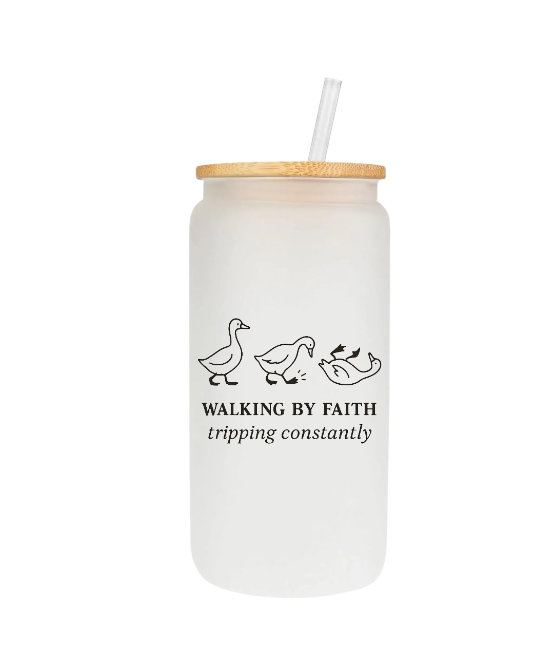 Walking by Faith 16oz Glass Cup